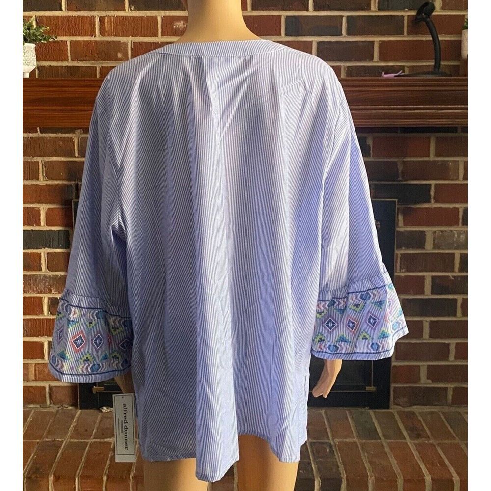 Alfred Dunner Women's Plus Size Striped Flare Sleeve Shirt top Size 2X New - Picture 11 of 14
